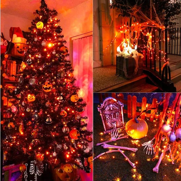 200 LED 66FT Fairy String Lights – 8 Lighting Modes, Plug-In Mini Lights for Indoor & Outdoor Decor, Christmas, Garden, Wedding, Party – Orange