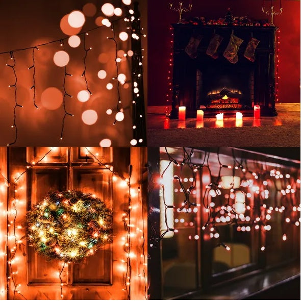 200 LED 66FT Fairy String Lights – 8 Lighting Modes, Plug-In Mini Lights for Indoor & Outdoor Decor, Christmas, Garden, Wedding, Party – Orange
