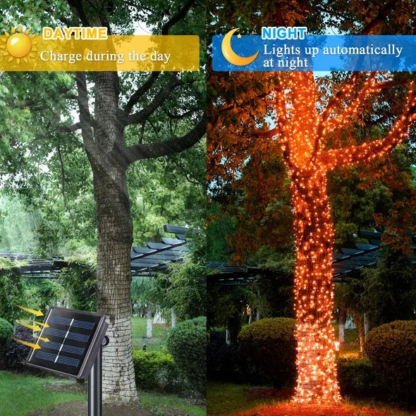 200 LED 66FT Fairy String Lights – 8 Lighting Modes, Plug-In Mini Lights for Indoor & Outdoor Decor, Christmas, Garden, Wedding, Party – Orange