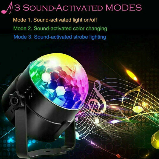 LED Disco Ball Party Light – Sound Activated DJ Strobe Lamp